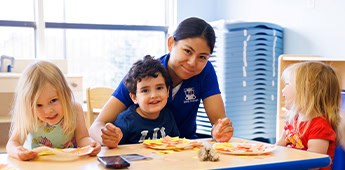 Teacher Children Crafting Preschool Table