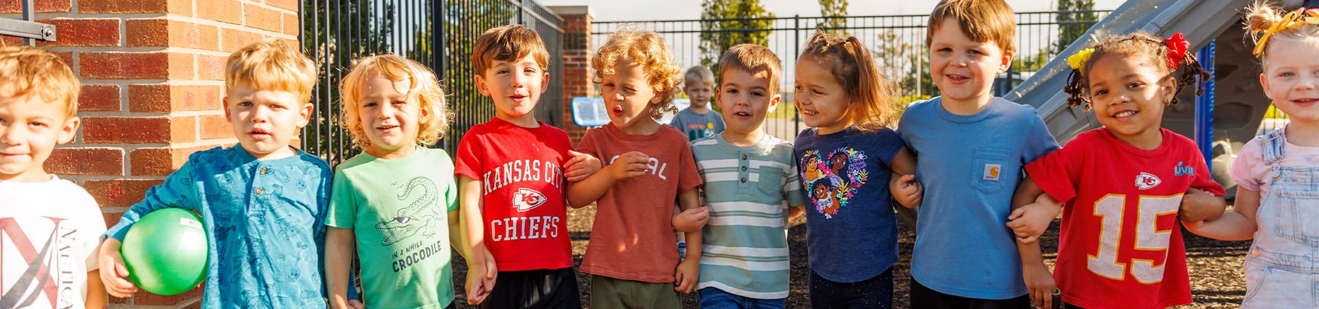 Children Holding Hands Outdoor Preschool Playground