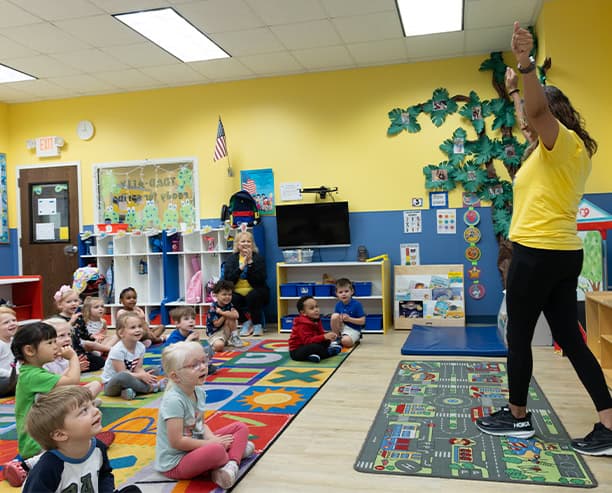 Teacher Leading Preschool Classroom Activity
